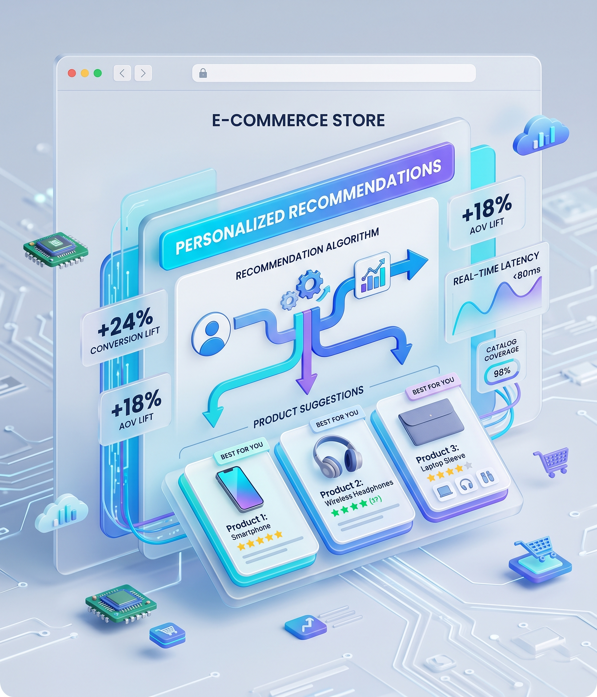 Personalized product recommendation engine dashboard for D2C electronics