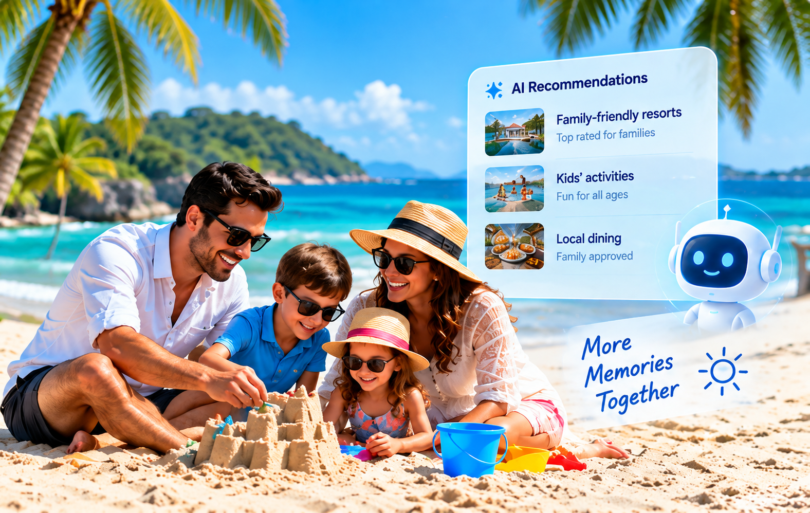 Family beach holiday itinerary scene