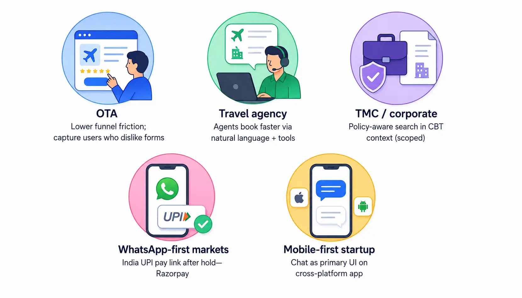 Travel booking chatbot use cases OTA WhatsApp agency