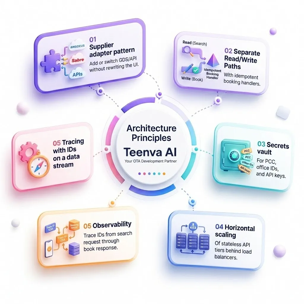 Travel portal system architecture with API layer